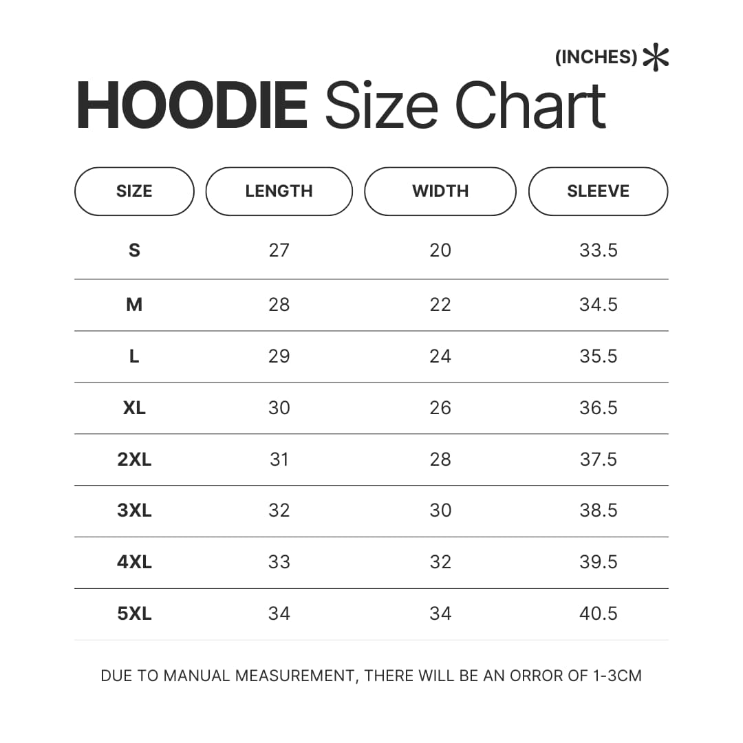 Hoodie Size Chart - Frasier Merch