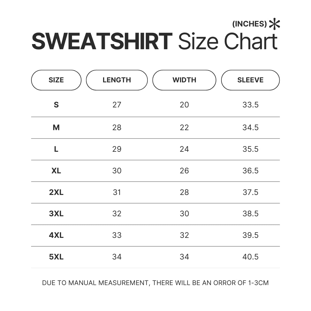 Sweatshirt Size Chart - Frasier Merch