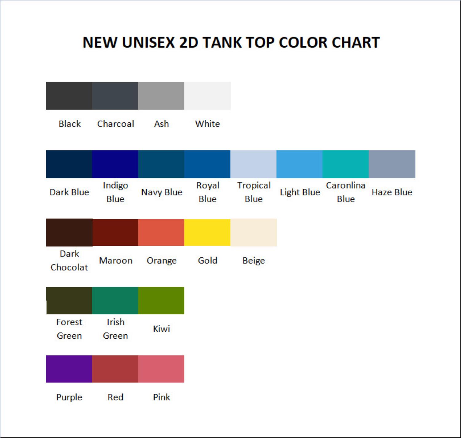 tank top color chart - Frasier Merch
