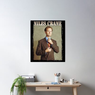 Alternative view of Niles Crane Vintage Retro Gift Fan Poster