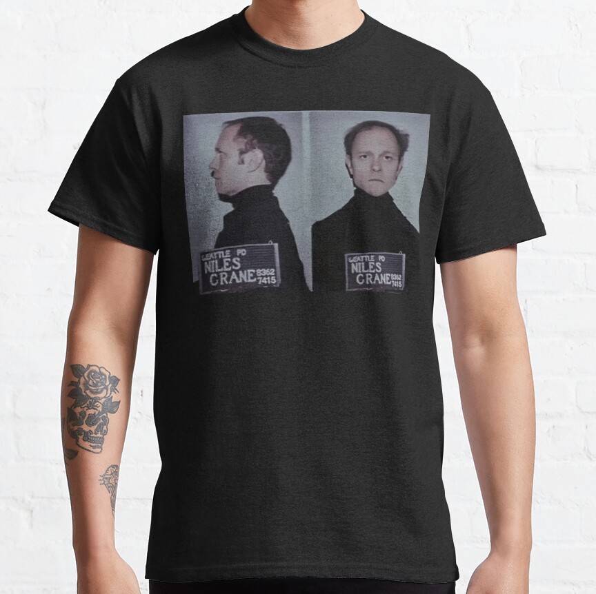 Niles Crane Mugshot Fraiser T-Shirt - Image 5