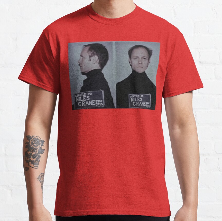 Niles Crane Mugshot Fraiser T-Shirt - Image 6